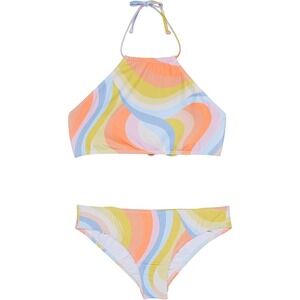 Billabong Girl's Groovy Road High Neck 2 Piece Bikini Set size 8 multicolor
